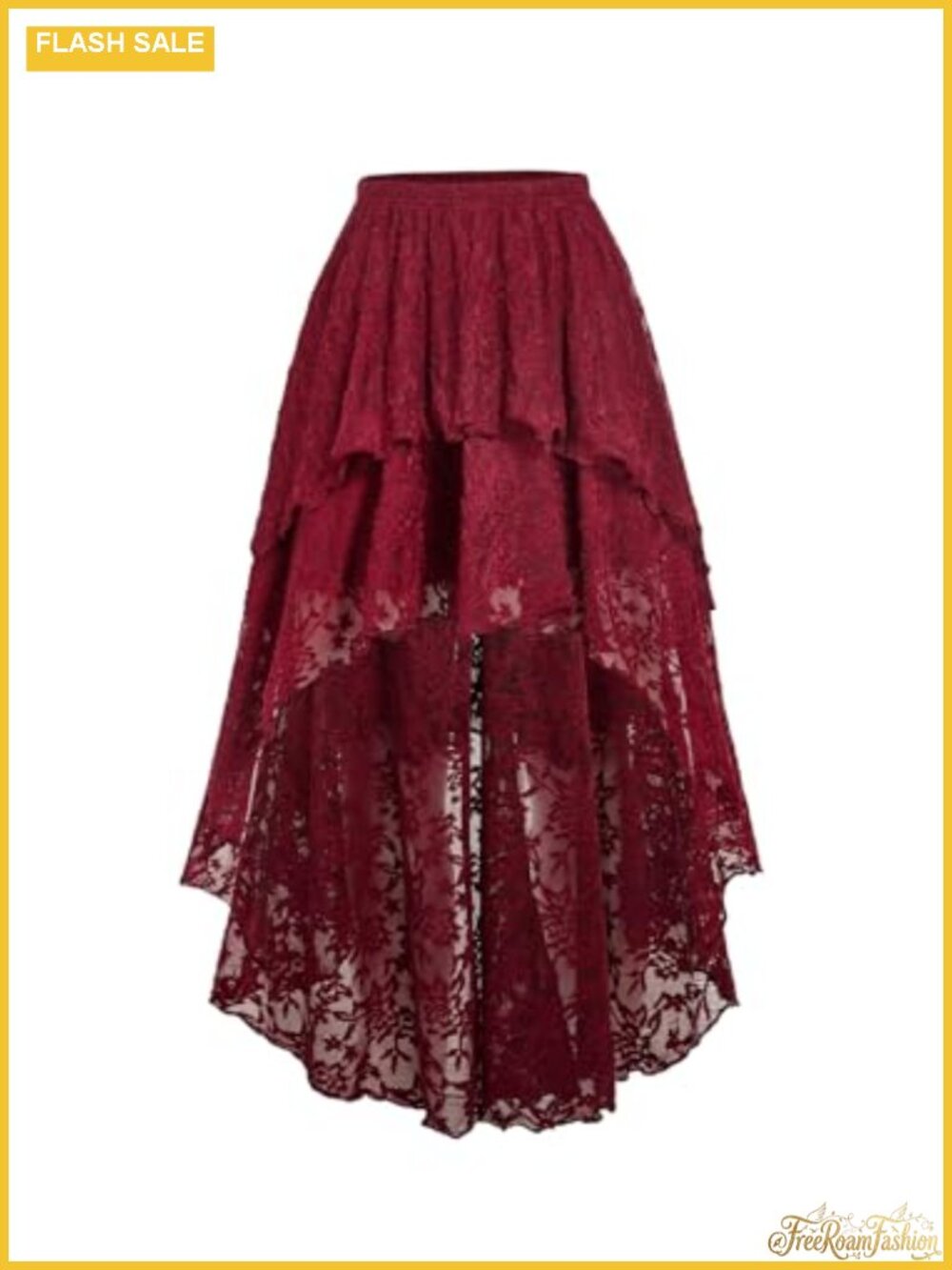 Women's Western Lace High Low Long Skirt Boho Cowgirl Asymmetrical Hem Summer